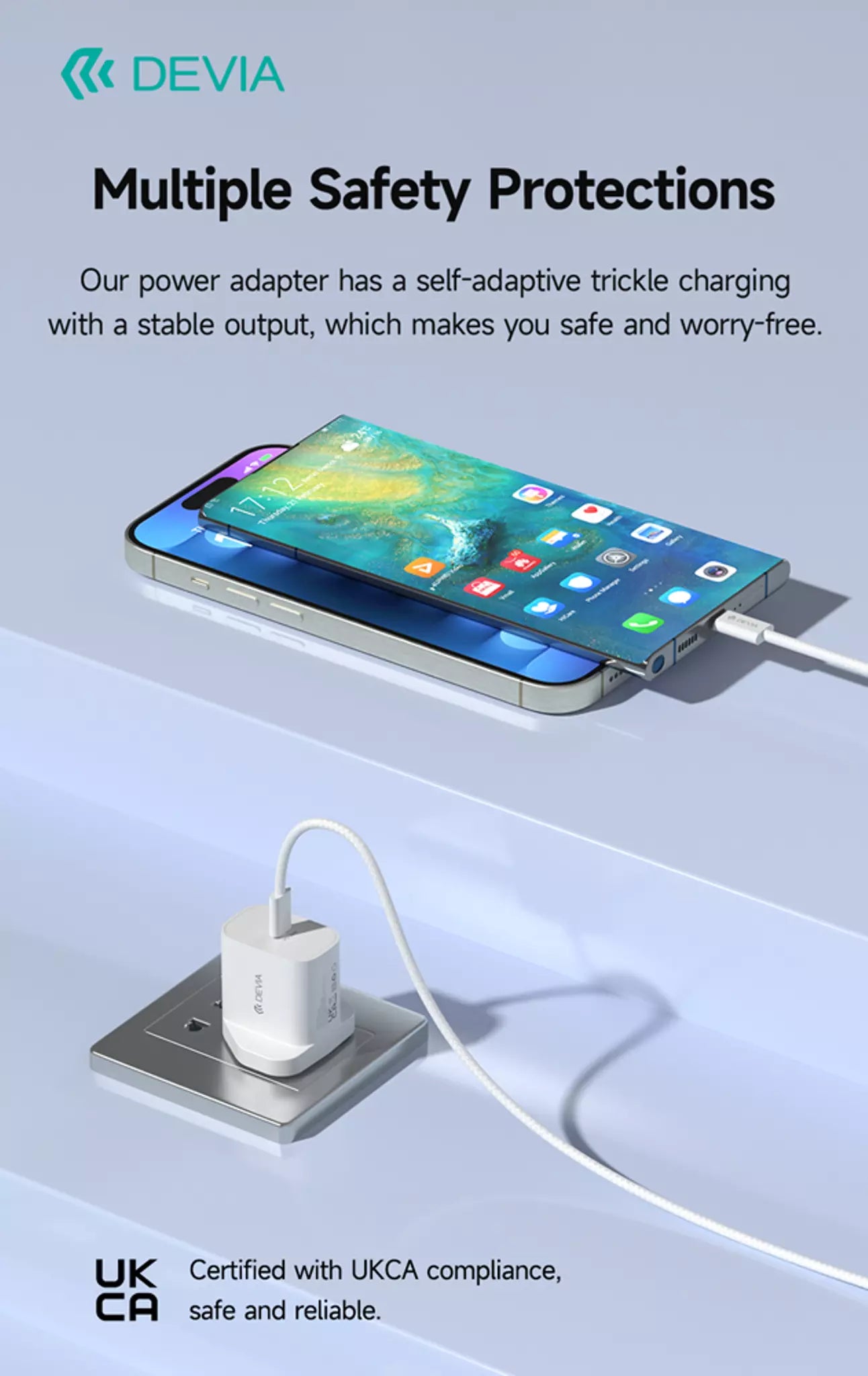 Devia - 30W GaN USB-C Power Delivery 3-Pin UK Charging Plug - White
