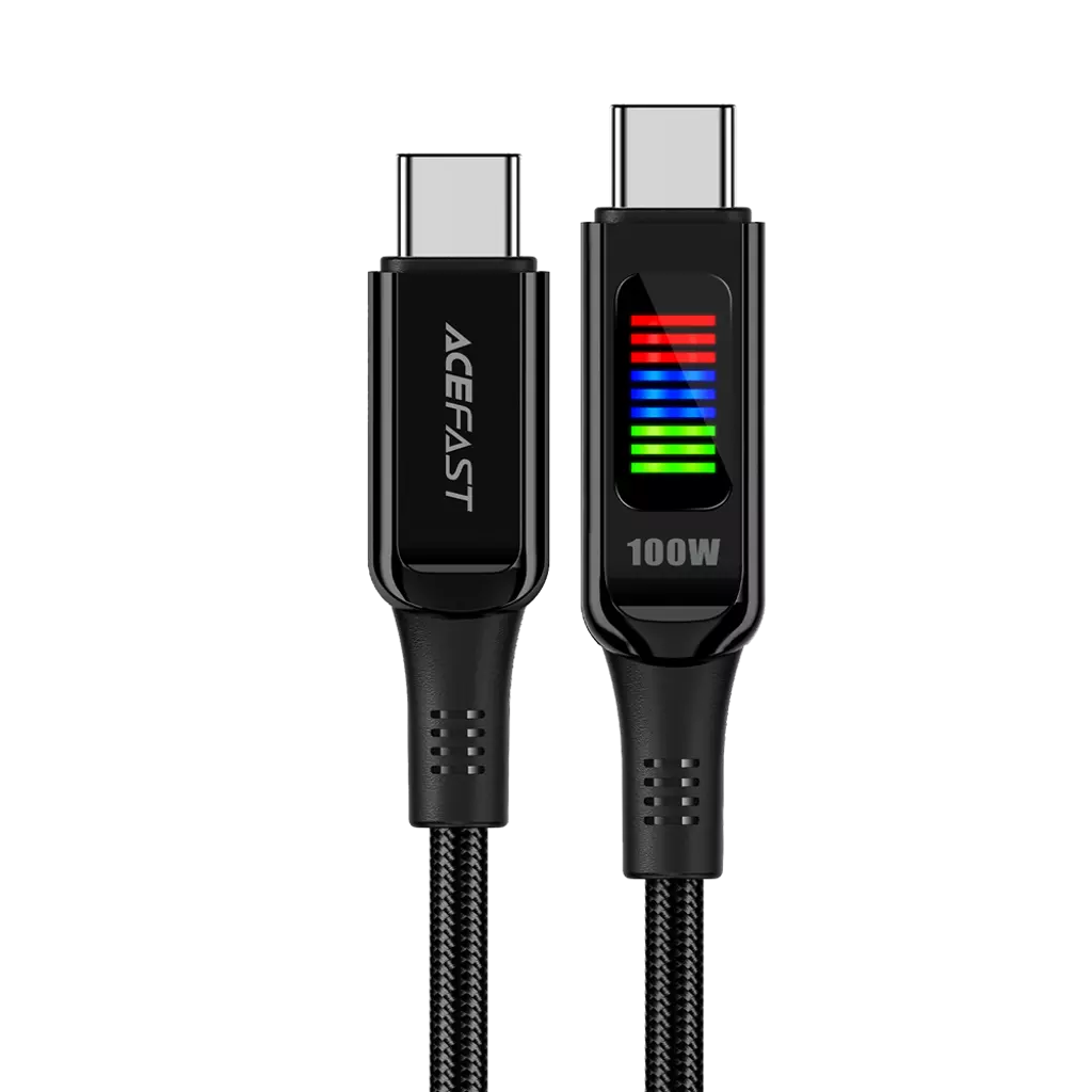 Acefast - 1.2m (100W) USB-C to USB-C Zinc Alloy Colour Display Cable - Black