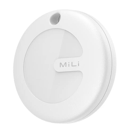 MiLi - MiTag MFI (Apple Approved) Find My Item Finder & PU Leather Keyring - White
