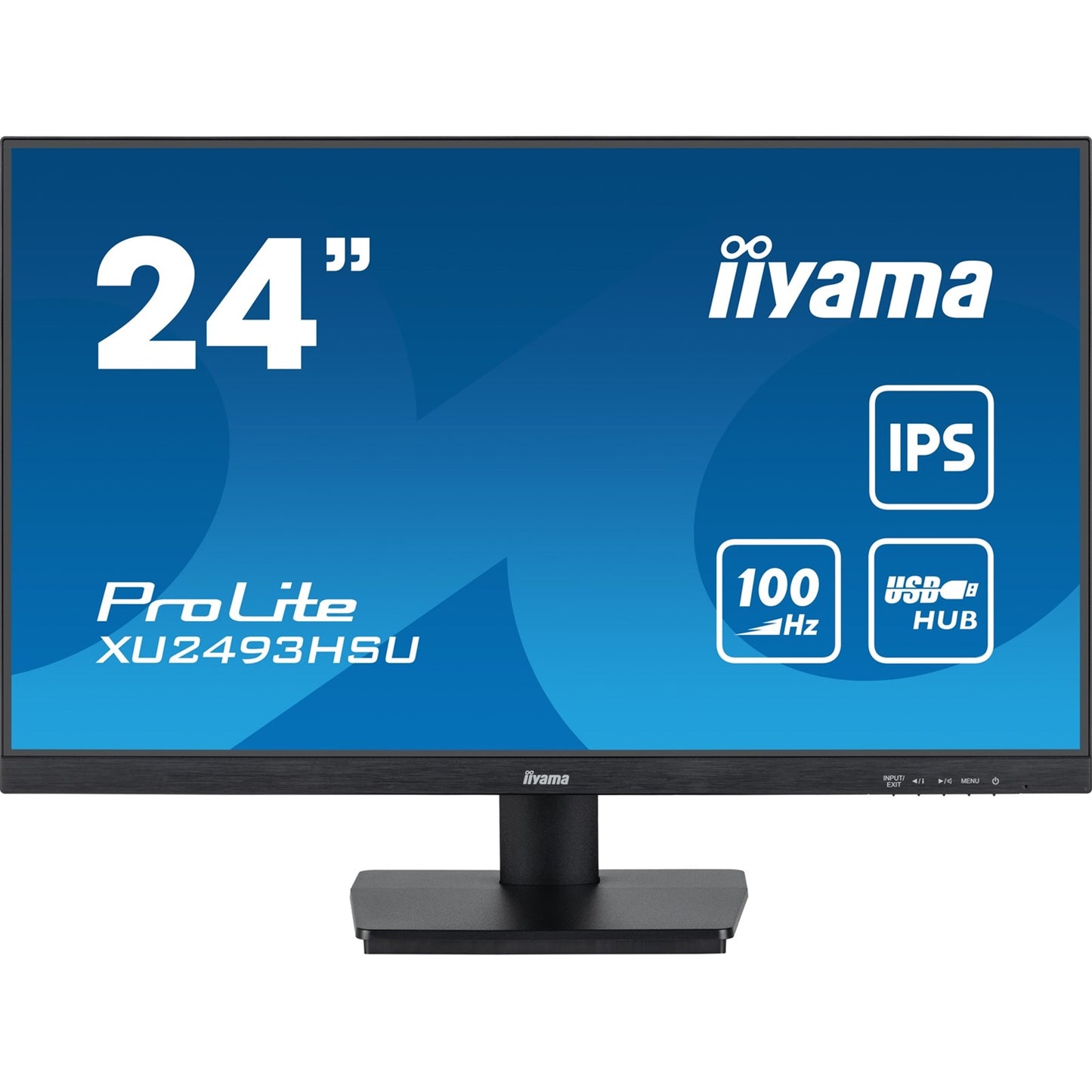 iiyama ProLite XU2493HSU-B7 IPS Monitor - 24 Inch, 1920x1080 Full HD (1080p) @ 100 Hz, 250 cd/m, 1ms, USB-Hub, HDMI, DisplayPort, speakers, VESA, Matte Black