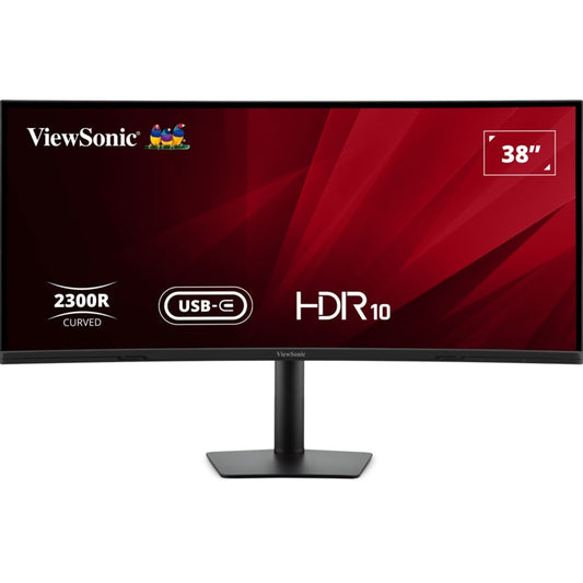 Viewsonic VA3820C 38 Inch UltraWide Quad HD LED Curved Monitor with USB-C Hub, 4.8ms,  HDMI, Display Port, 3840 x 1600, 75Hz, Speakers, Height Adjustable, Black
