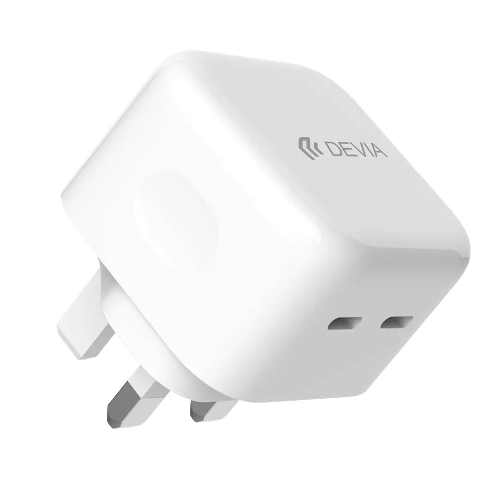Devia - 35W GaN Dual Type C Power Delivery 3-Pin UK Charging Plug - White