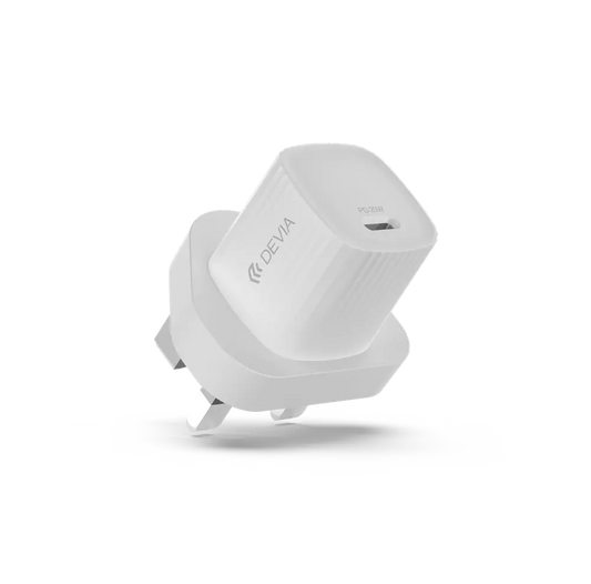 Devia - 20W GaN Mini Type C Power Delivery 3-Pin UK Charging Plug - White