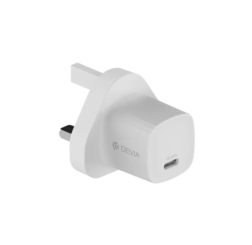 Devia - 20W GaN Mini Type C Power Delivery 3-Pin UK Charging Plug - White