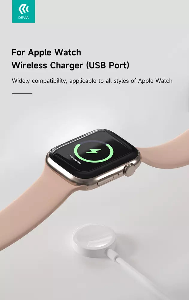 Devia - 1m (2.1A) Type C to Magnetic Cable for Apple Watch - White