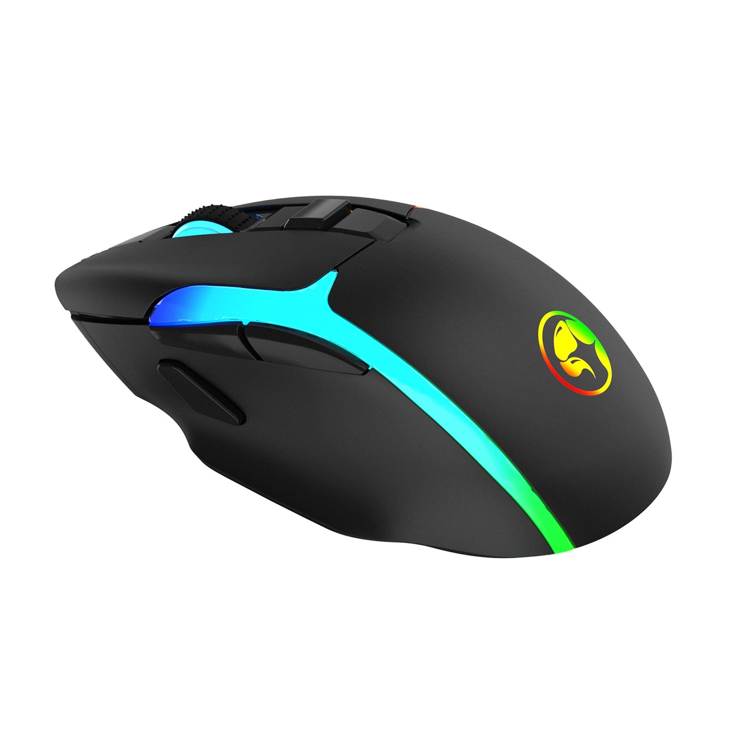 Marvo Scorpion M729W Wireless Gaming Mouse, Rechargeable, RGB with 7 Lighting Modes, 6 adjustable levels up to 4800 dpi, Gaming Grade Optical Sensor with 7 Buttons, Black