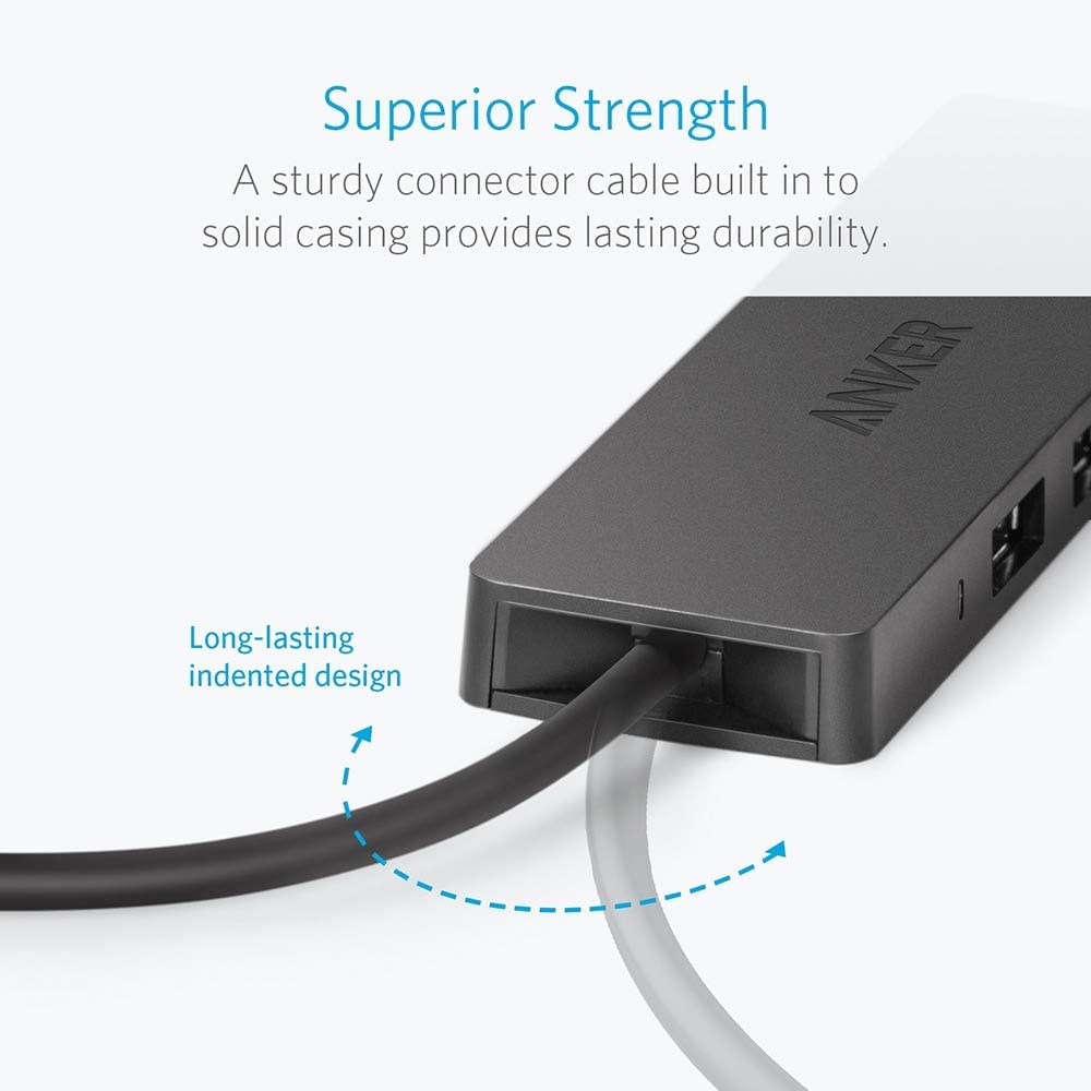 Anker 4-Port USB 3.0 Ultra Slim Data Hub for Macbook, Mac Pro/mini, iMac, Surface Pro, XPS, Notebook PC, USB Flash Drives, Mobile HDD, and More