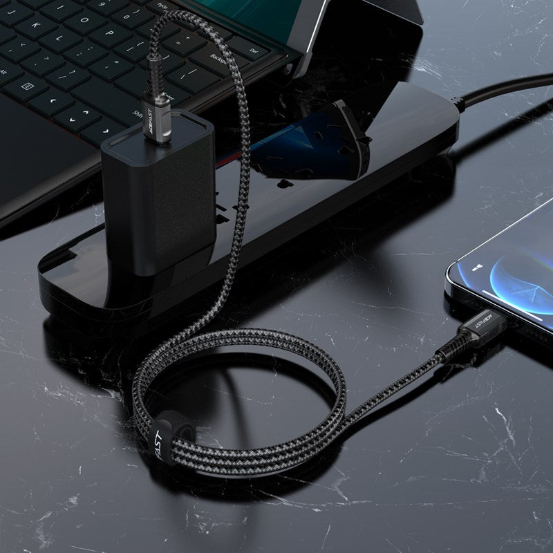 Acefast - 1.2m 30W Power Delivery - Type C to MFI Lightning Braided Cable - Space Grey