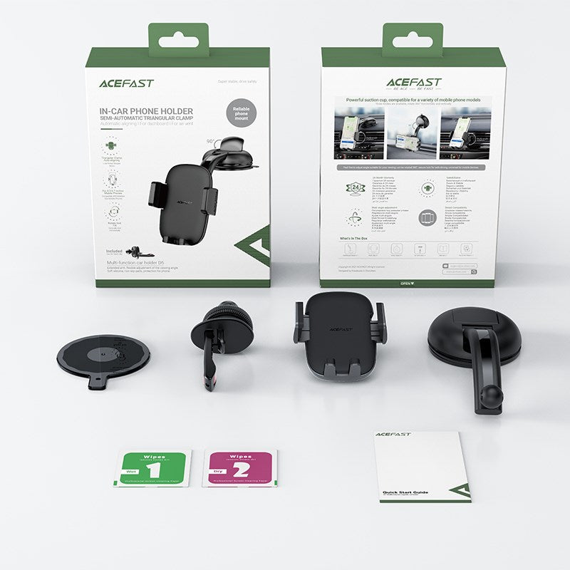 Acefast - Multifunctional Semi-Automatic Car Windscreen & Vent Holder - Black