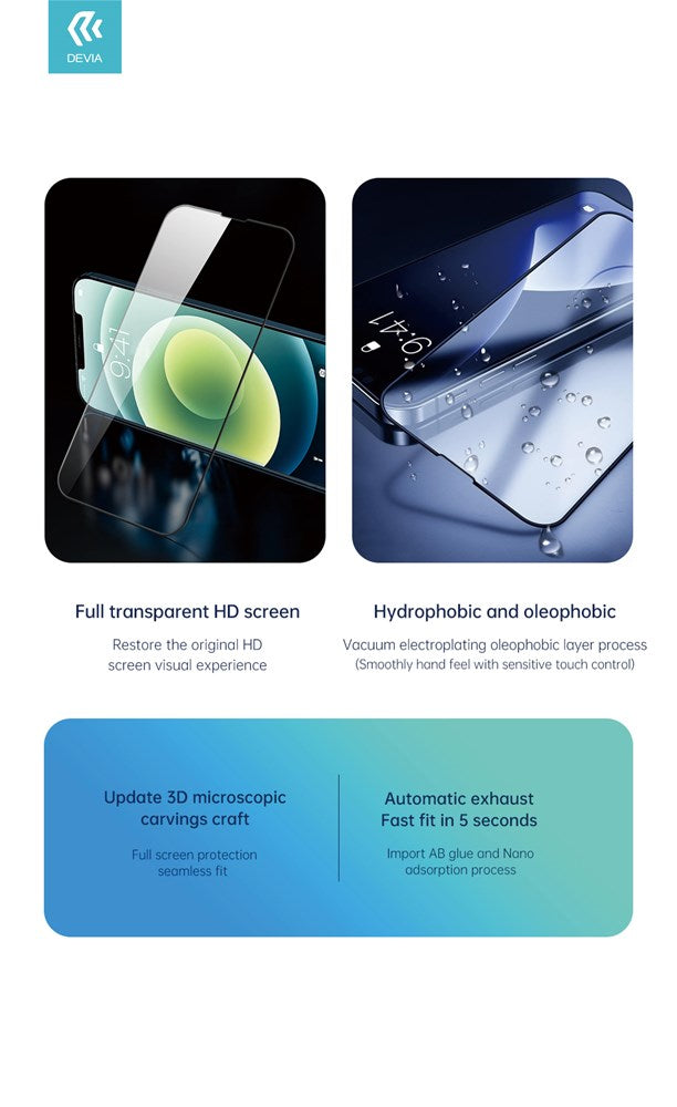 Devia - 3D Curved Tempered Glass - iPhone 14, iPhone 13 & iPhone 13 Pro