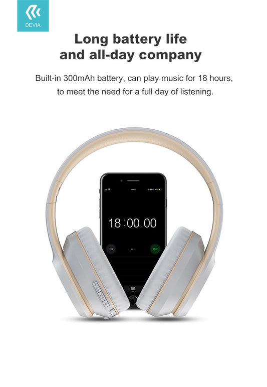 Devia Kintone Foldable Wireless on-ear Stereo Headphones Head set