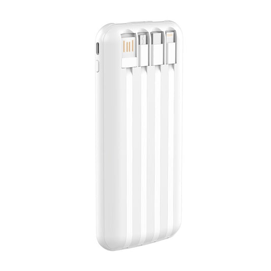Devia - 10,000mAh Powerbank & USB, Lightning, MicroUSB & Type C Cable - White