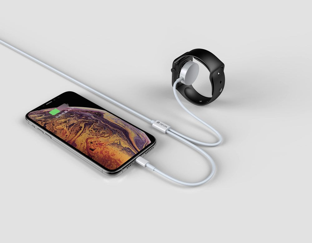 Devia - 1m (2.1A) USB to Magnetic Cables for Apple Watch & Non-MFI Lightning Cables - White