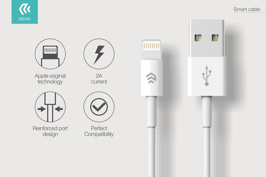Devia - 1m (2.1A) USB to Non-MFi Lightning Cable - White