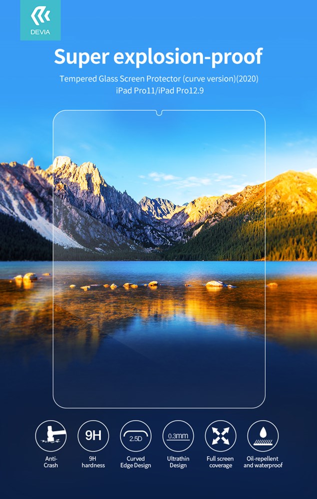 Devia - 3D Tempered Glass Screen Protector - iPad Pro 11" (2018/2020/2021/2022) 1st, 2nd, 3rd & 4th gen