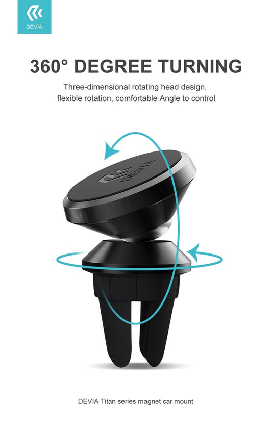 TITAN Magnetic Plate Air Vent Car Holder - Black - Devia