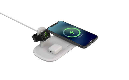 Devia - 15W Triple Wireless Magnetic Charging Pad for Apple iPhone, Airpods & Watch - White