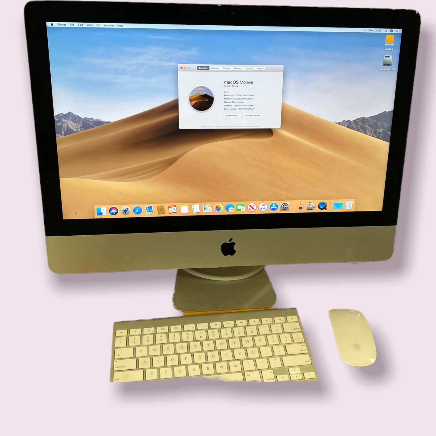 Apple iMac 21.5 2013 i5 @ 2.7GHz 1TB HDD 8GB RAM Intel Iris 1636MB Mojave With Keyboard and Mouse