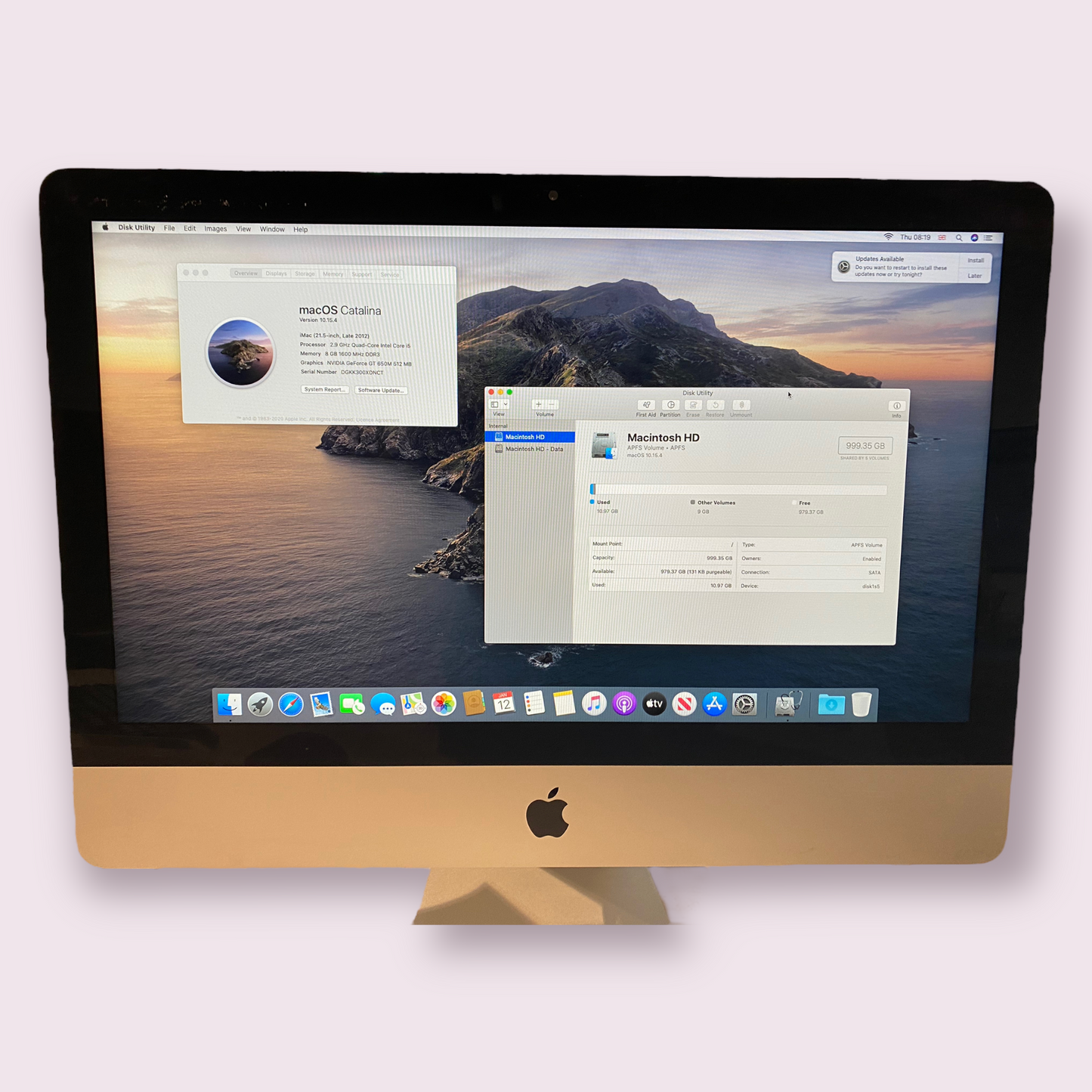Apple iMac 21.5 Late 2012 i5 @ 2.5GHz 1TB HDD 8GB RAM Mac OS Mojave With Keyboard and Mouse