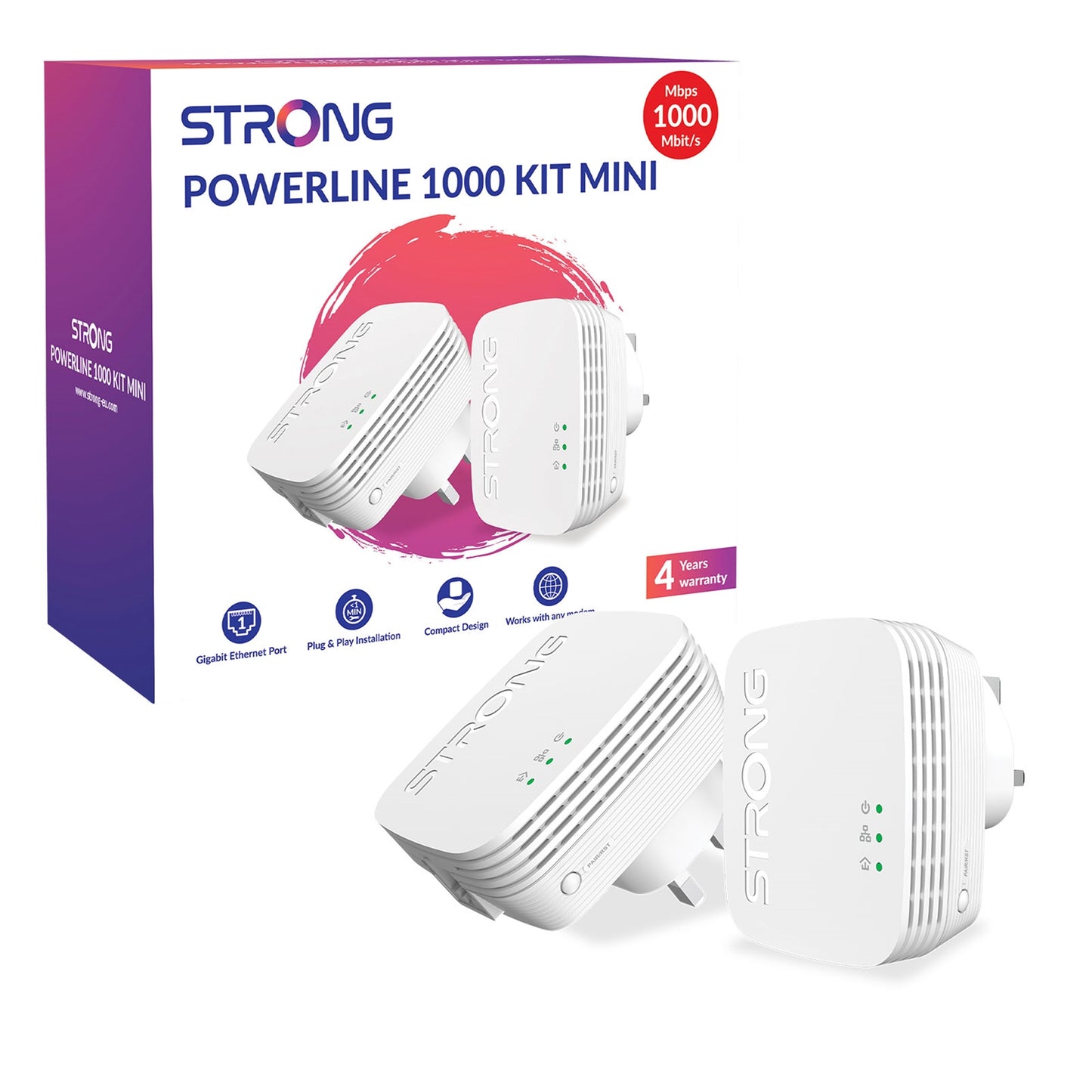 Strong POWERL1000DUOMINIUK AV1000 Mini Ethernet Powerline Kit (2 Pack)