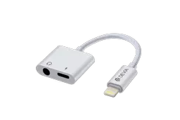 Devia - Lightning to 3.5mm & Lightning Headphone Adapter Charge and listen - White