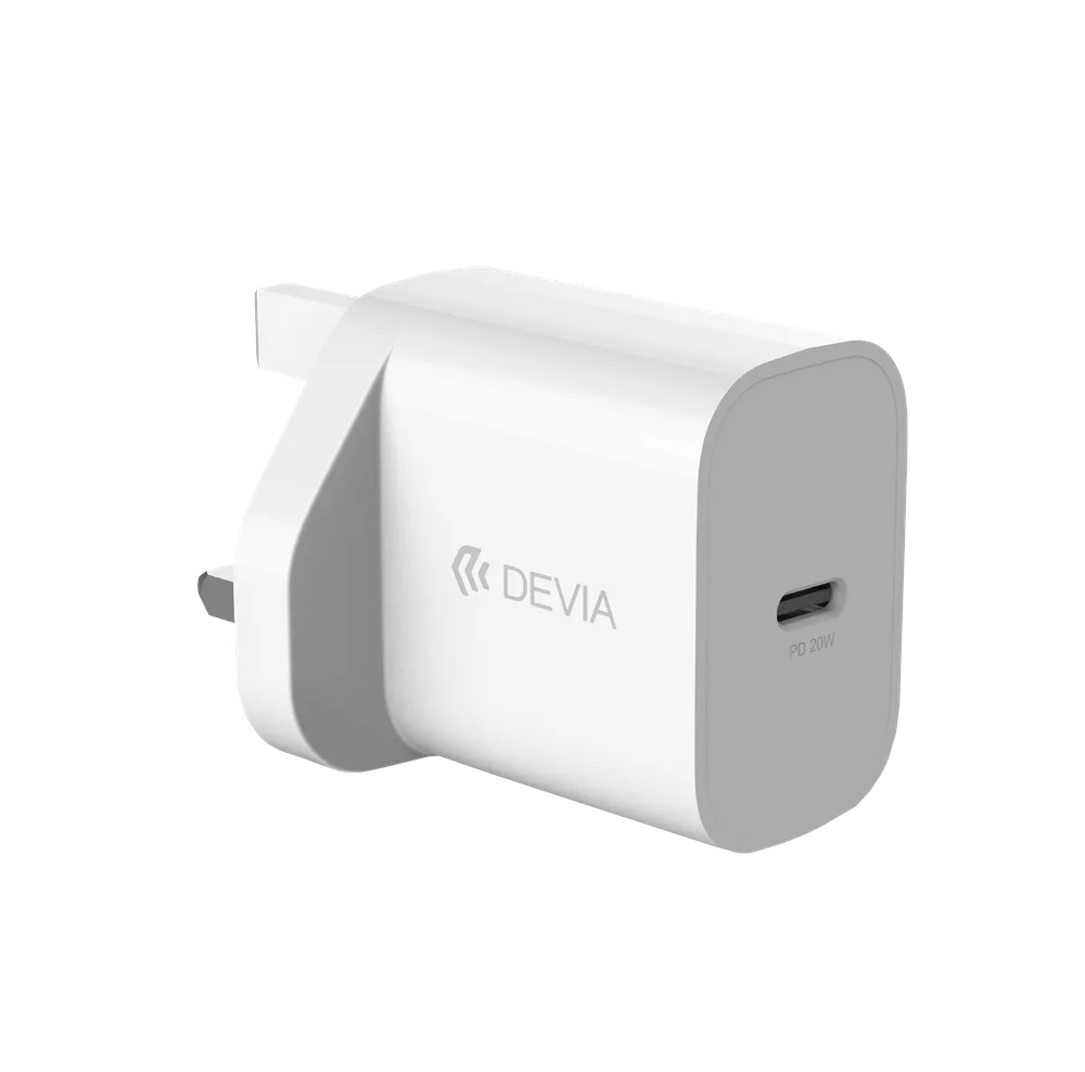 Devia - 20W USB-C Power Delivery 3-Pin UK Charging Plug - White