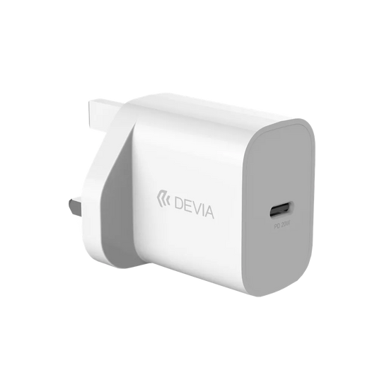 Devia - 20W USB-C Power Delivery 3-Pin UK Charging Plug - White