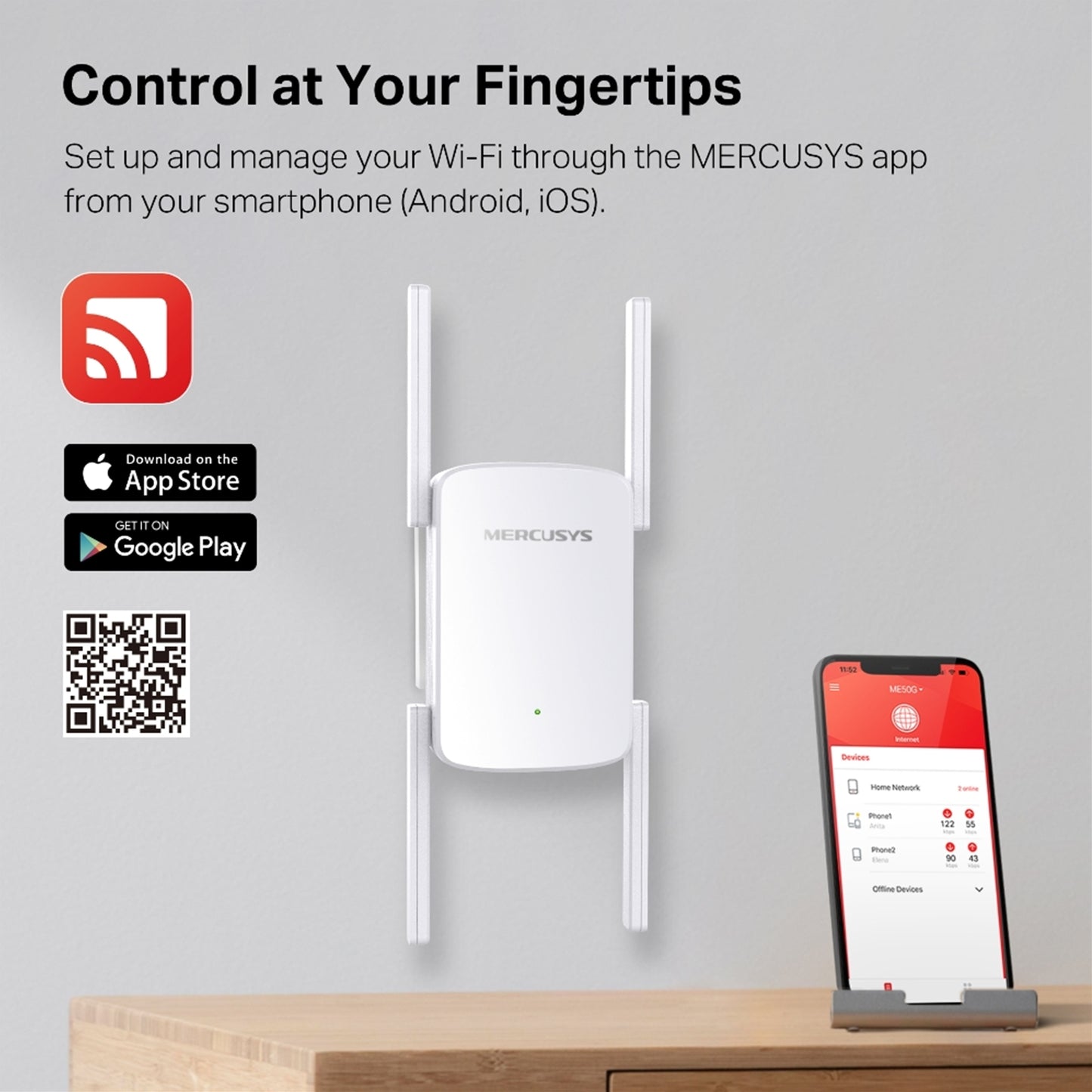 Mercusys ME50G AC1900 Wi-Fi Range Extender (UK Plug)