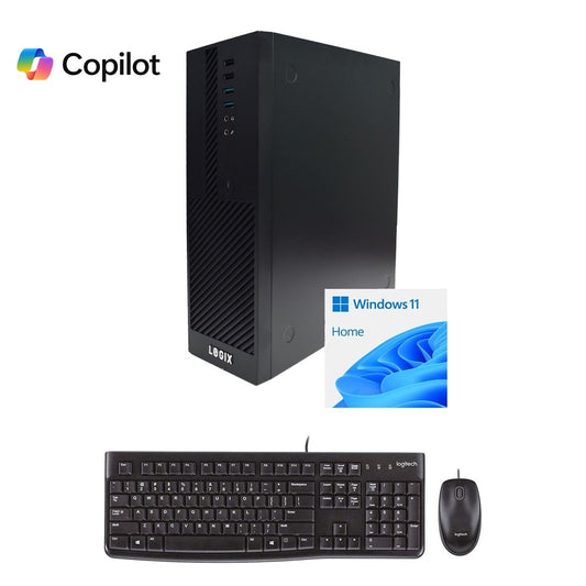LOGIX 14th Gen Intel Core i3 Quad Core Small Form Factor SFF Home / Office PC with 8GB RAM, 500GB SSD, Windows 11 Home, WiFi 6, Keyboard, Mouse & 3 Year Warranty