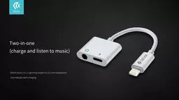 Devia - Lightning to 3.5mm & Lightning Headphone Adapter Charge and listen - White