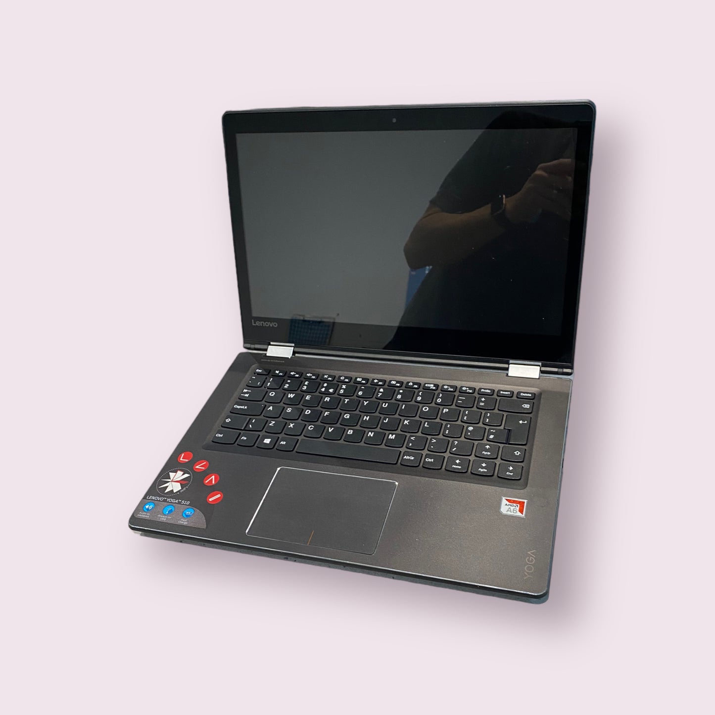 Lenovo Yoga 510-14AST 80S9 14" Touch screen Windows 10 Laptop AMD A6-9210, 480GB SSD, 8GB DDR4 Ram - Grade B
