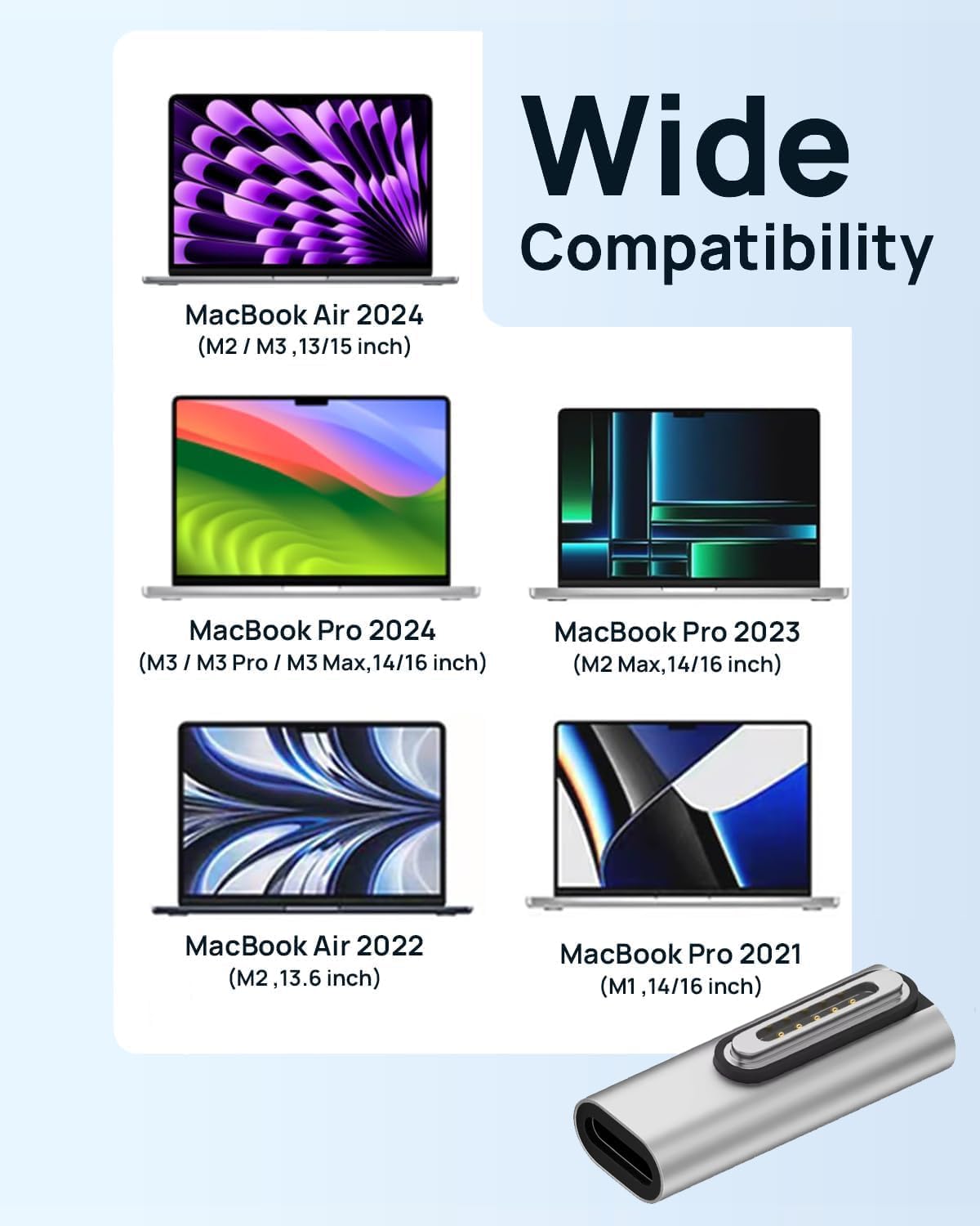 Type-C Female to MagSafe Magnetic USB PD 140W PD Fast Charging Adapter Connector Female to Magsafe for Macbook Air/Pro
