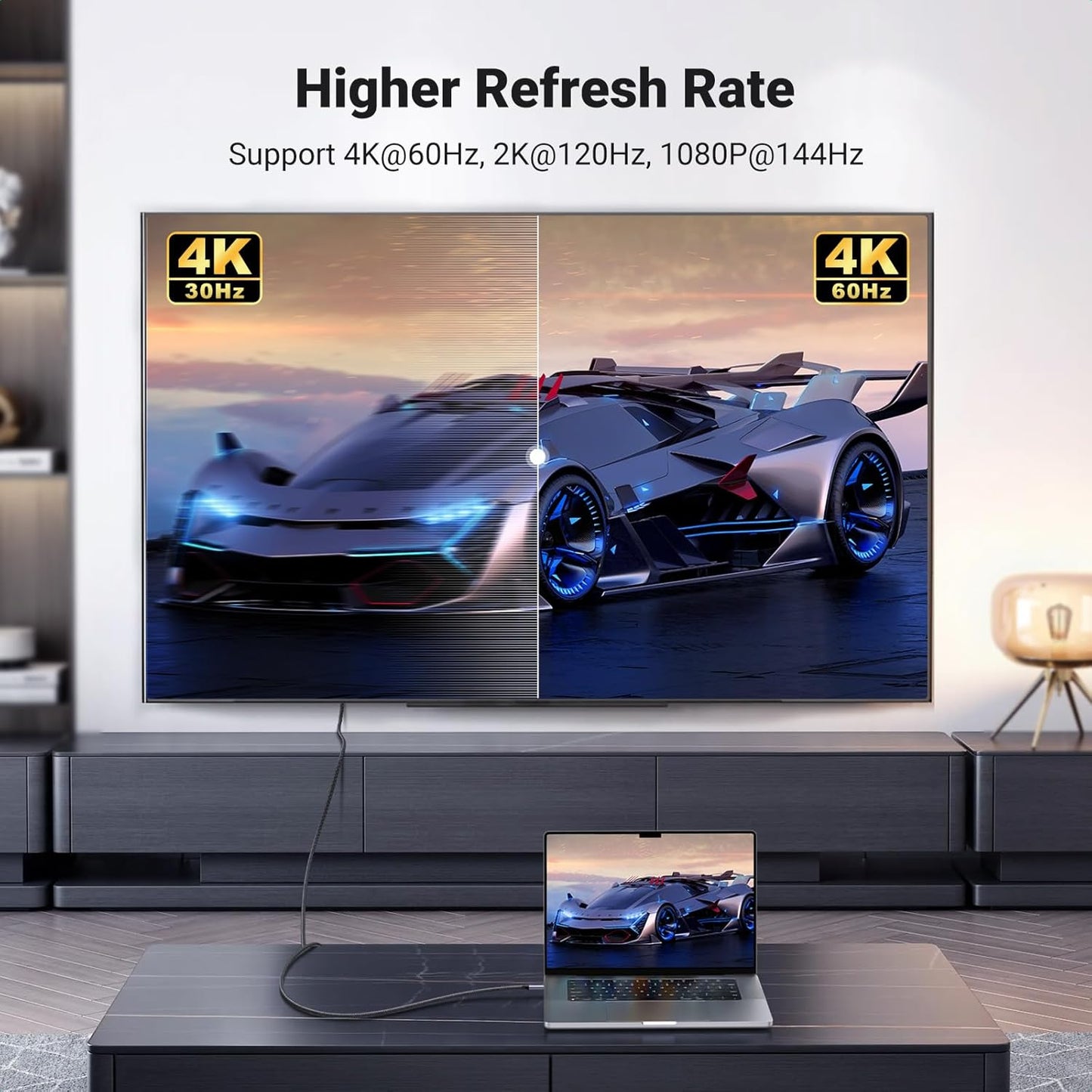 UGREEN USB C to HDMI Cable 6.6FT 4K@60Hz 1440P@120Hz 1080P@240Hz Type C Thunderbolt 5 4 3 HDMI 2.0 HDR Adapter Compatible with iPhone 17 16,MacBook Pro Air Neo,Mac Mini,iMac,iPad,Galaxy S25 Ultra(2M)