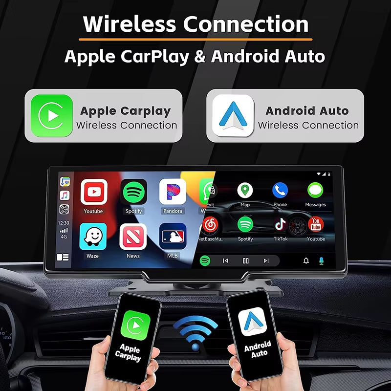 Car Play Tablet Pro Max 2025 10.26” IPS Touch Screen Display for in car phone sync, satnav and music, Apple Car play, Android Auto, Dash Cam, Front Camera