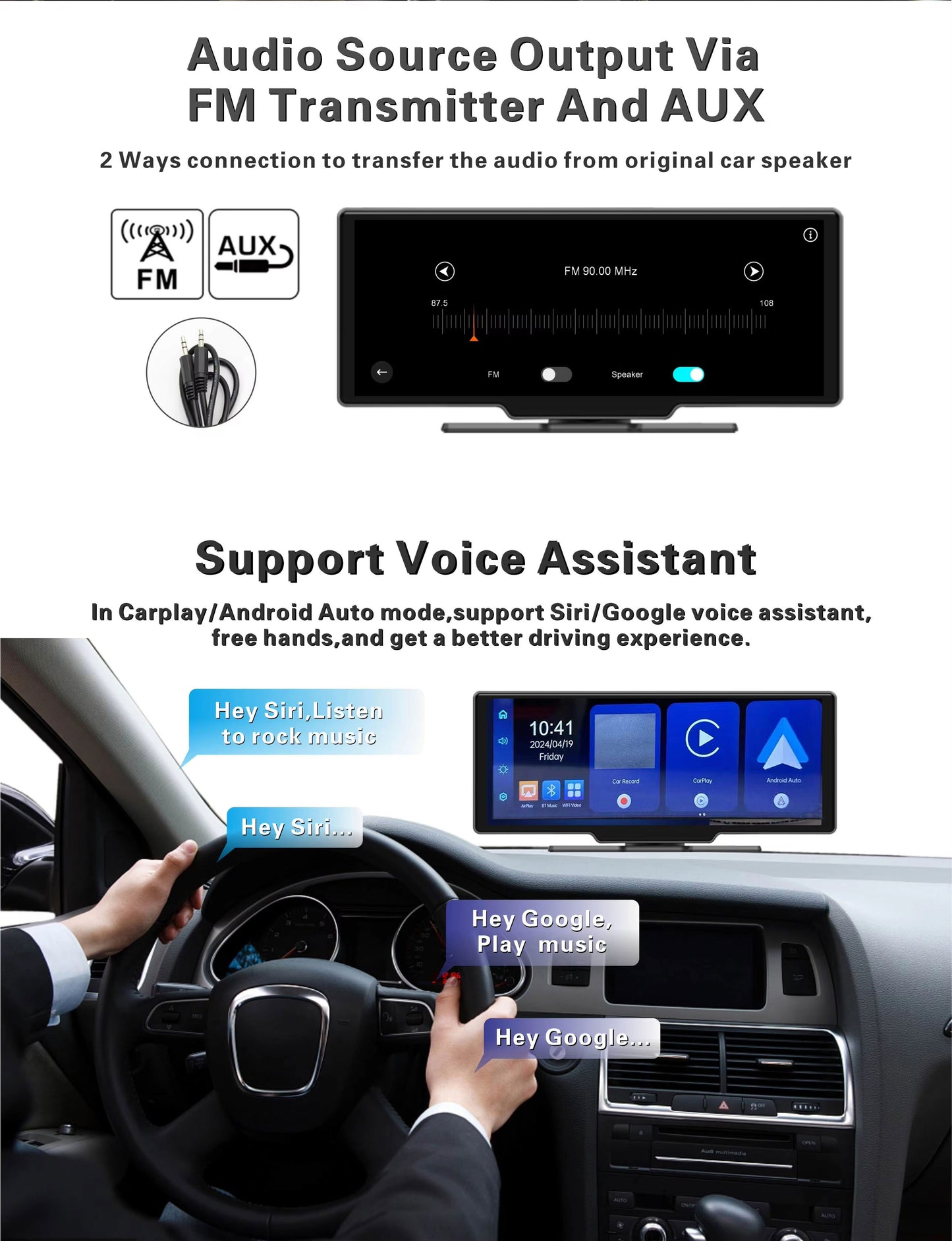 Car Play Tablet Pro Max 2025 10.26” IPS Touch Screen Display for in car phone sync, satnav and music, Apple Car play, Android Auto, Dash Cam, Front Camera