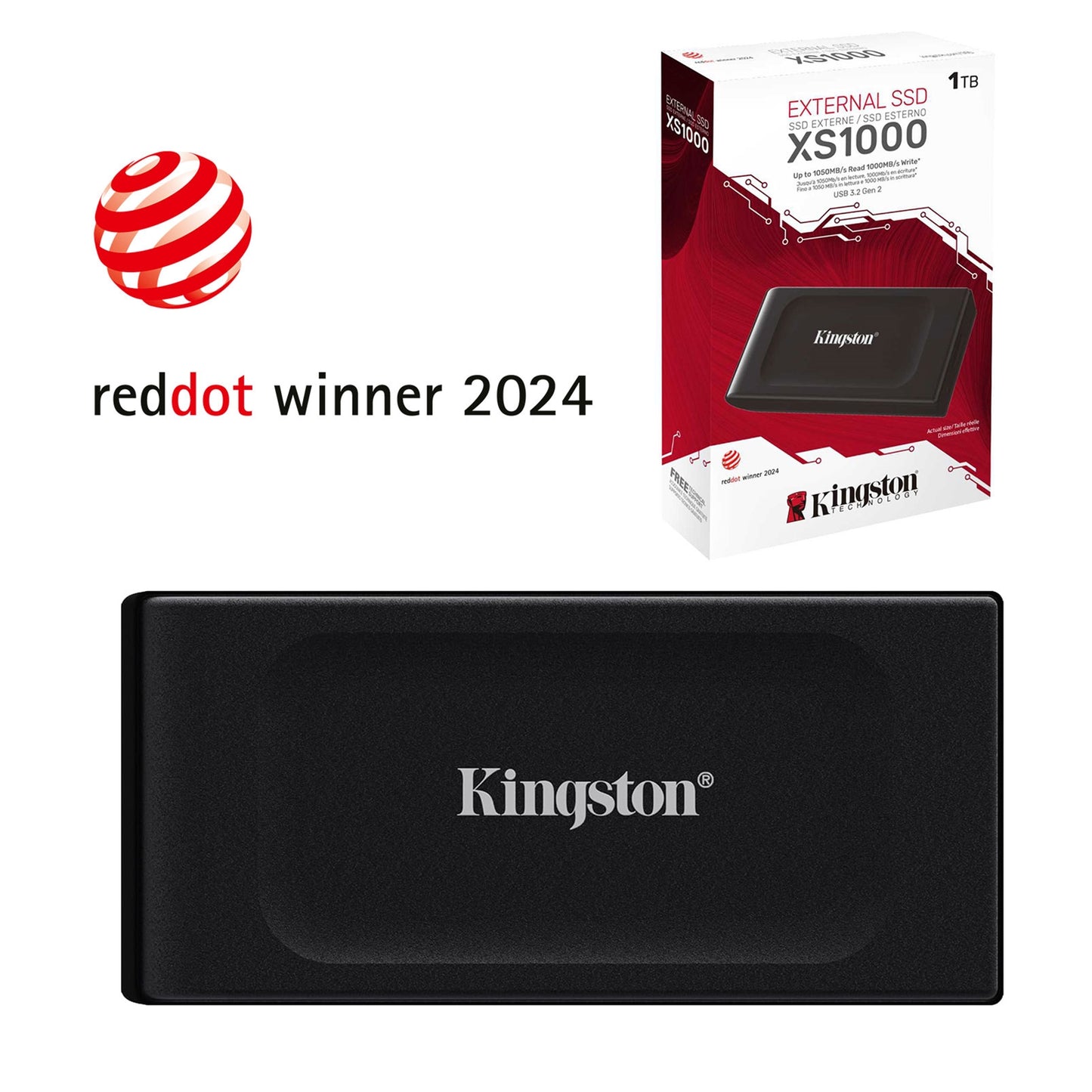 Kingston XS1000 (SXS1000/1000G) 1TB Portable External SSD, Read 1050MB/s, Write 1000MB/s, USB 3.2 Gen 2