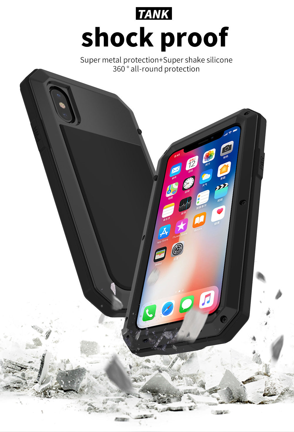TANK Heavy Duty Protection Armor Metal Phone Case for iPhone Aluminum Shockproof Cover