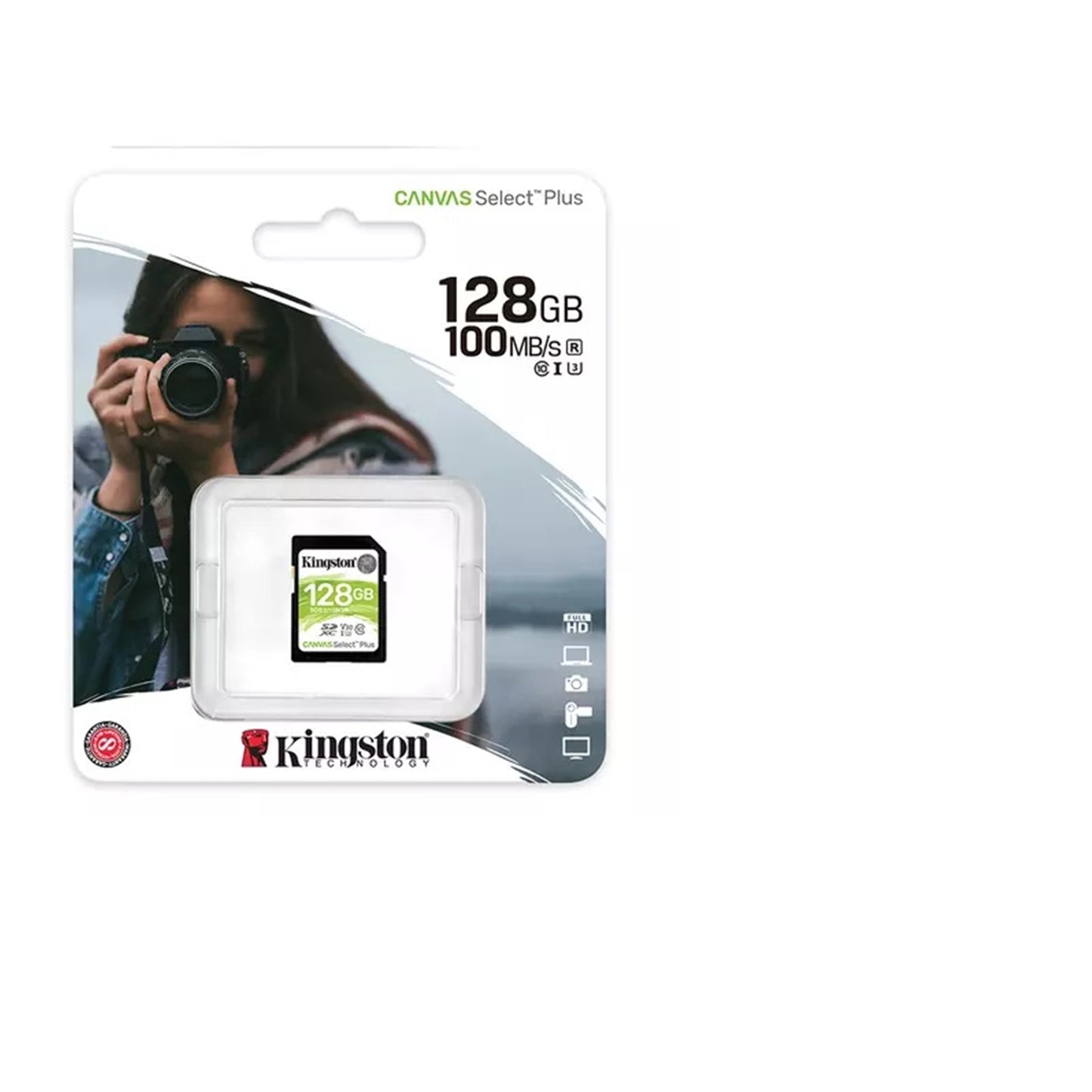Kingston Canvas Select PlusV30 128GB SD Class 10 UHS-I U3 Flash Card