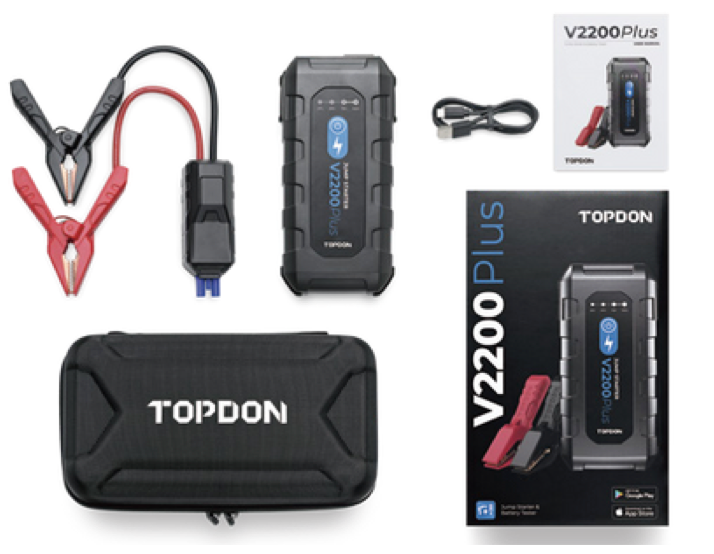 Topdon V2200Plus Car Battery Charger Jump Starter Battery Tester Tool Power Bank