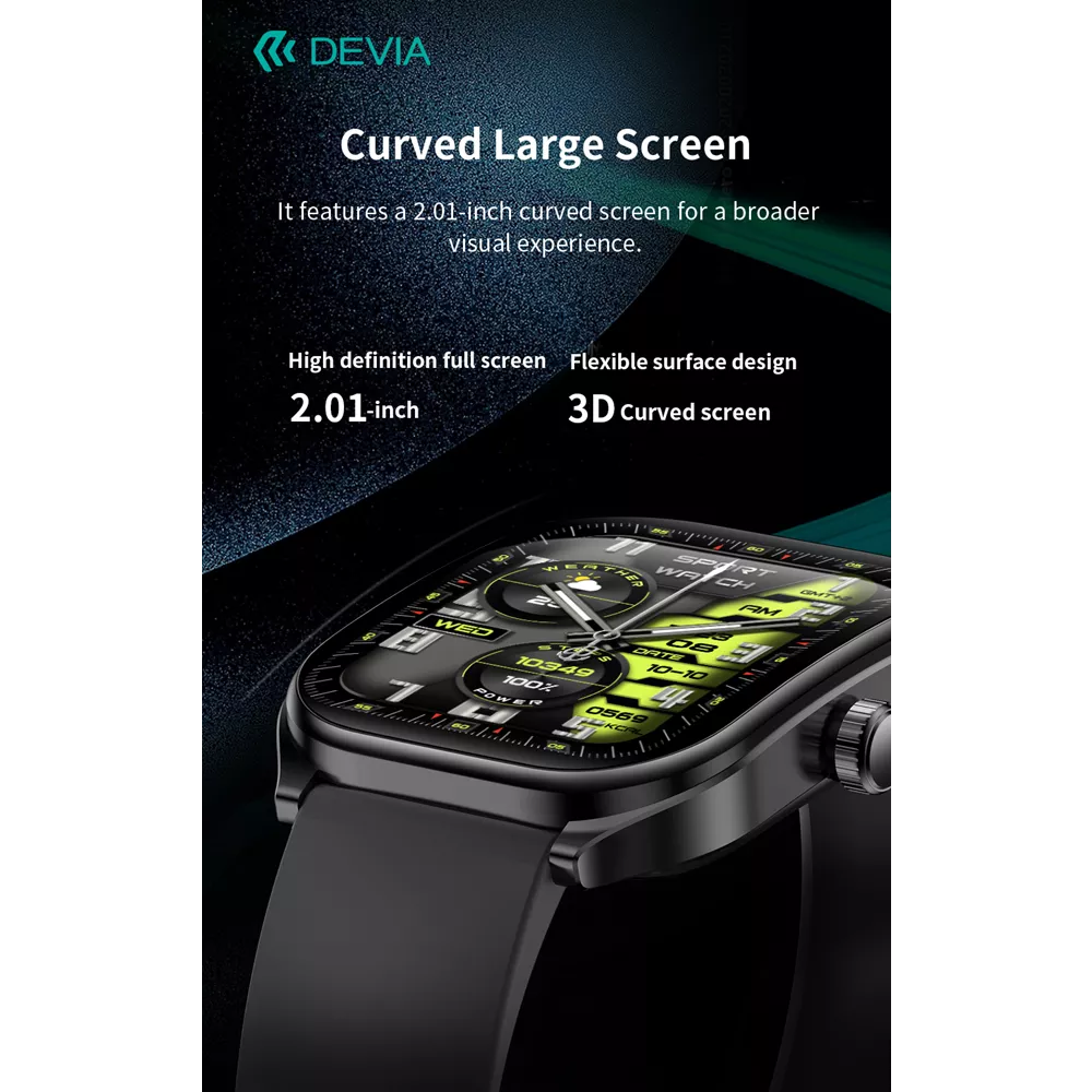 Devia - WT4 - Wireless Calling Bluetooth Waterproof SmartWatch - Black