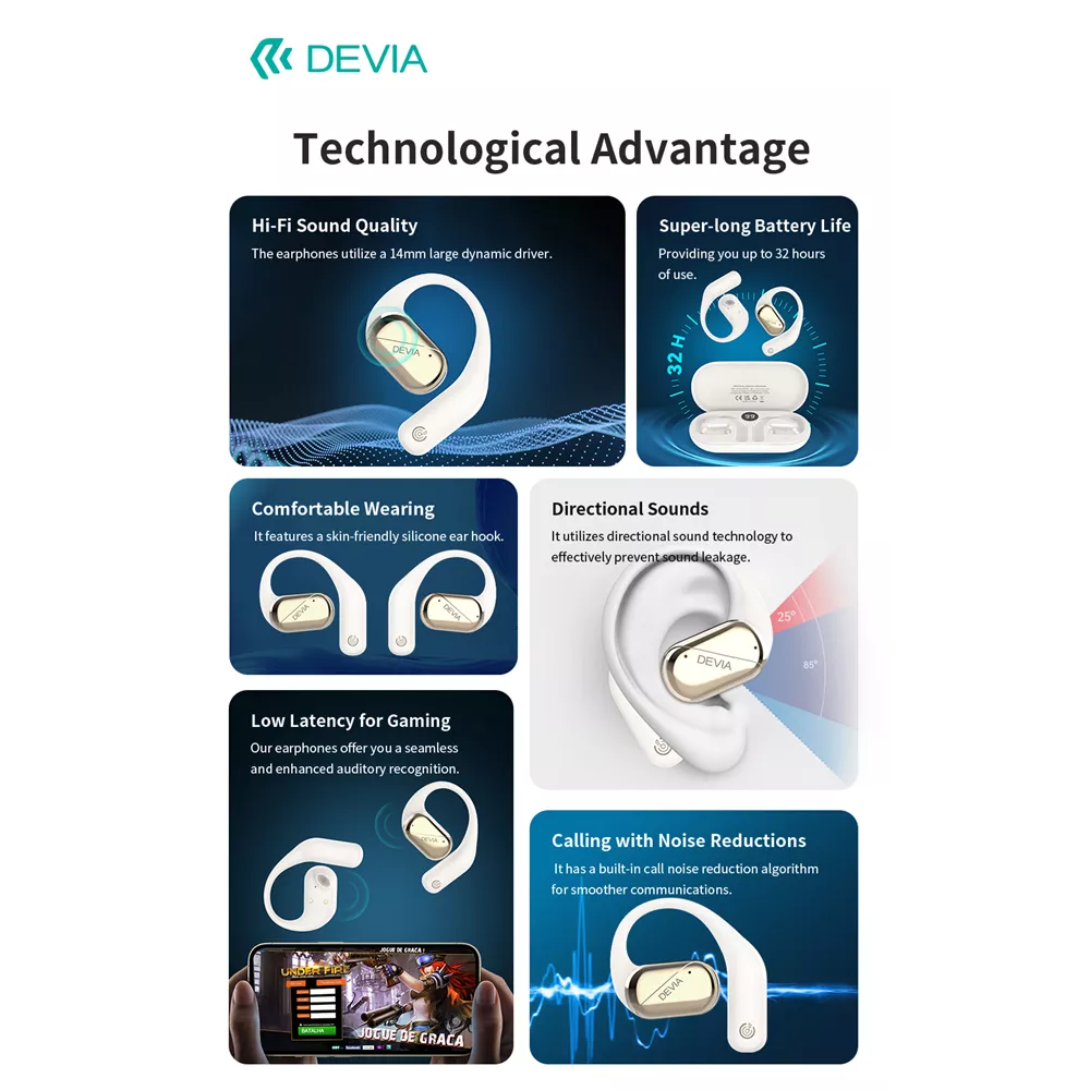 Devia - OWS Lite1 - Digital Display True Wireless Sports Earbuds & Charging Case - Black