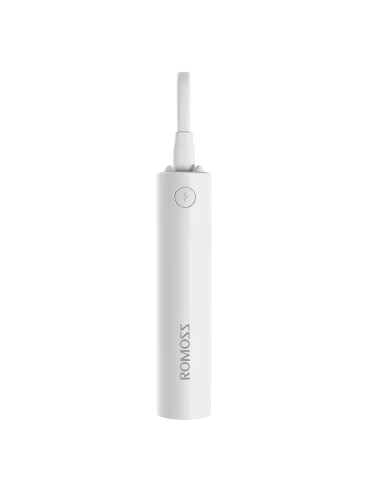 Romoss - 2,000mAh Pocket Bar Powerbank & Integrated Non-MFI Lightning Cable - White