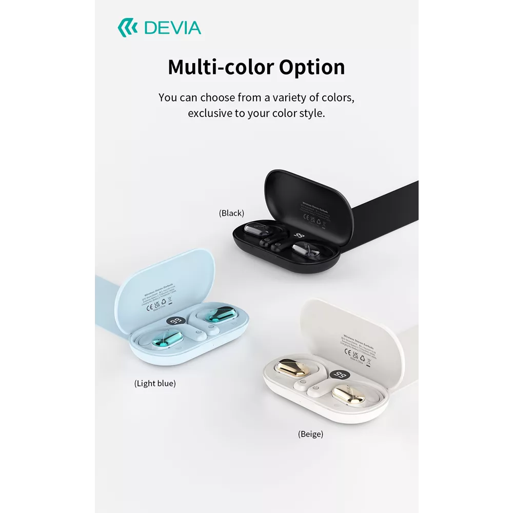 Devia - OWS Lite1 - Digital Display True Wireless Sports Earbuds & Charging Case - Black