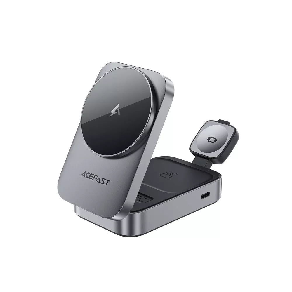 Acefast - 22.5W MagSafe Wireless Magnetic Charging Station for Apple iPhone, Airpods & Watch - Grey