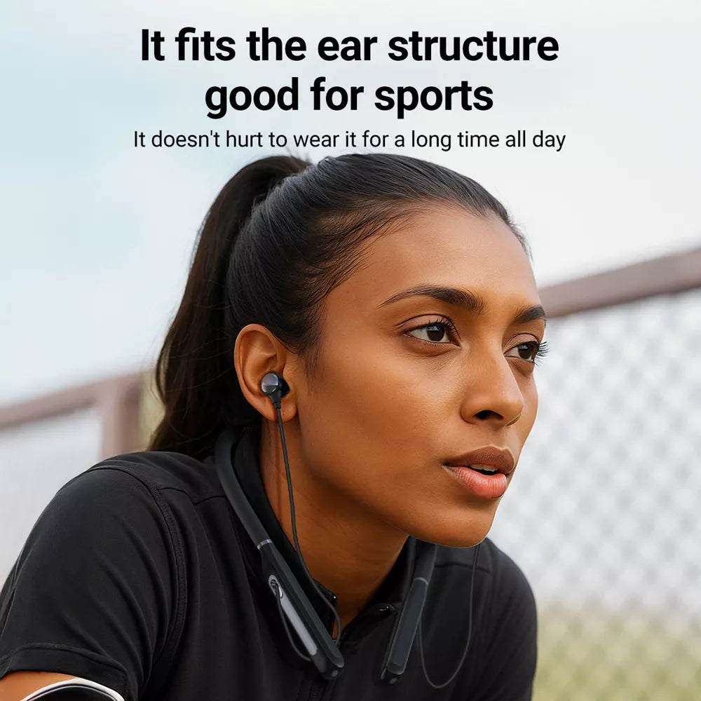Acefast - Bluetooth Magnetic HD Earphones Silicone Neckband - Black