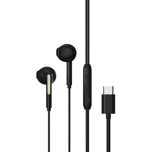 Devia - USB-C Earphones with Microphone & Volume Control - Black
