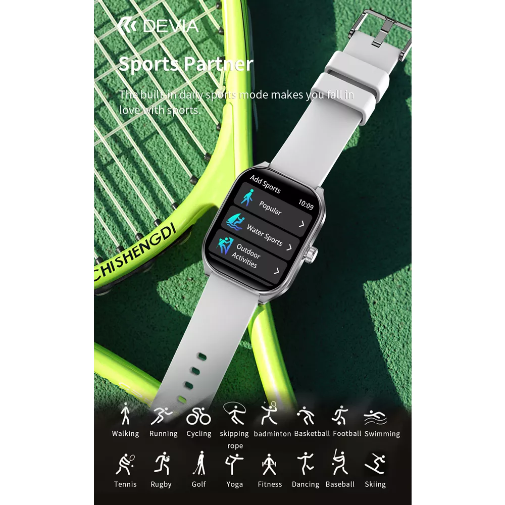 Devia - WT4 - Wireless Calling Bluetooth Waterproof SmartWatch - Black