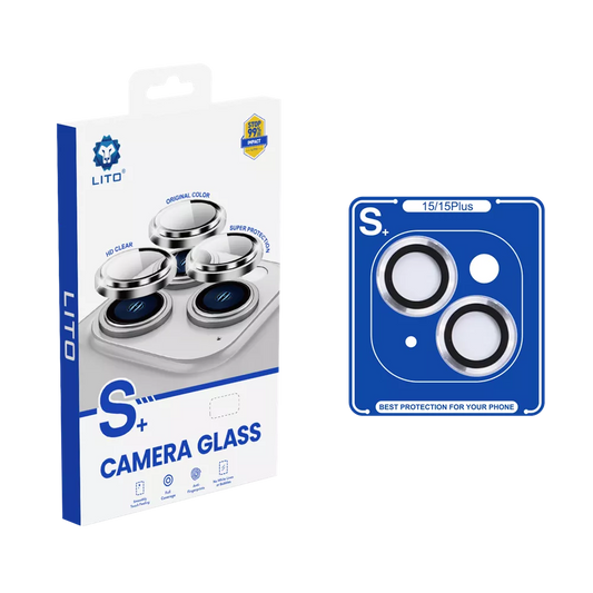 Lito - Camera Ring Glass & Easy Install Applicator for iPhone 15 & iPhone 15 Plus - Black