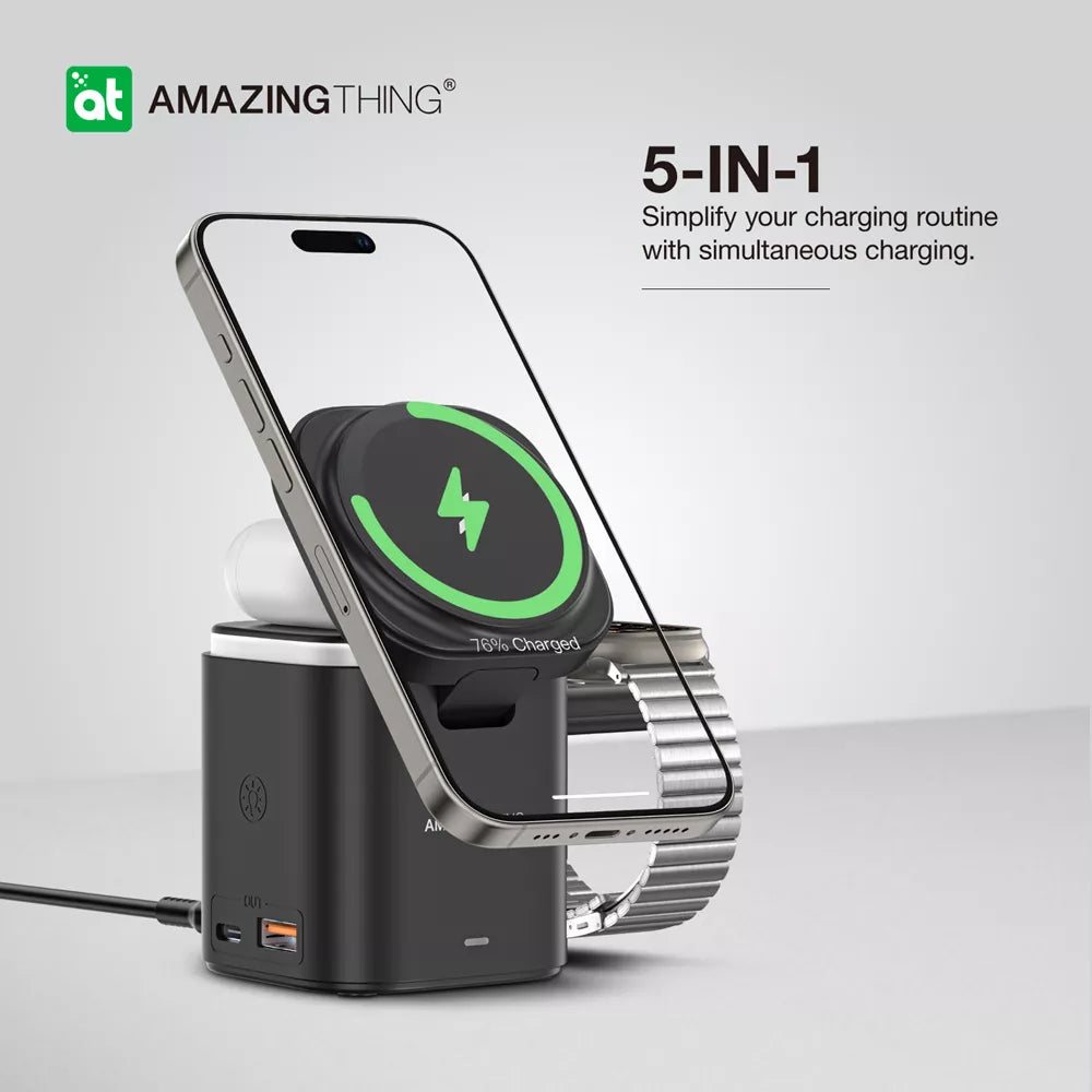 AMAZINGthing - Thunder Pro - 5-in-1 Charging MagSafe Station & Stand - Black