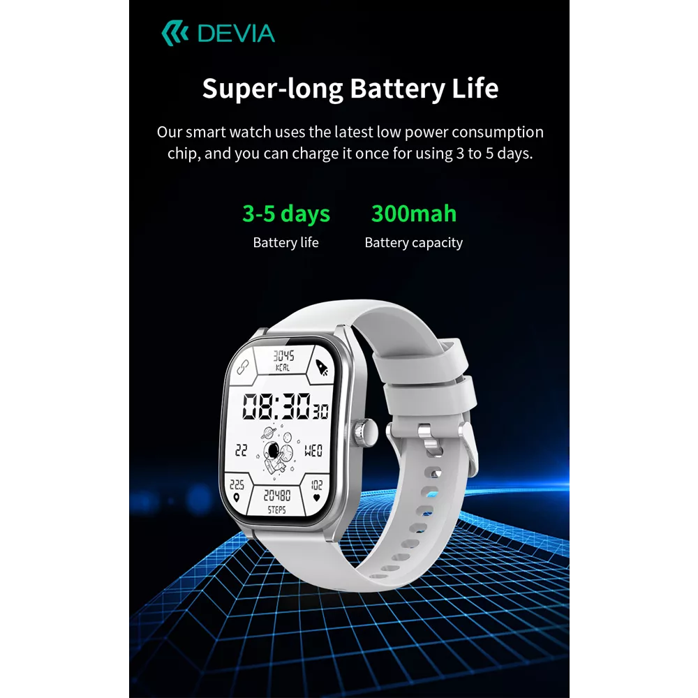 Devia - WT4 - Wireless Calling Bluetooth Waterproof SmartWatch - Black